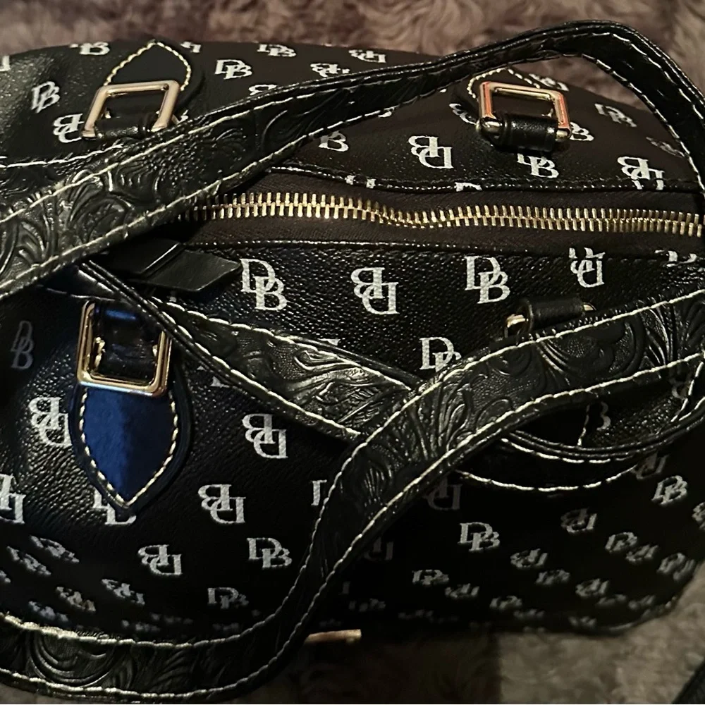 Dooney & Bourke Black and White Monogram Shoulder Bag - Picture 4 of 16